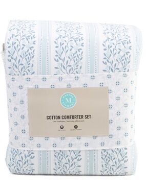 Martha Stewart Light Blue Botanical Stripe Cotton Comforter Set